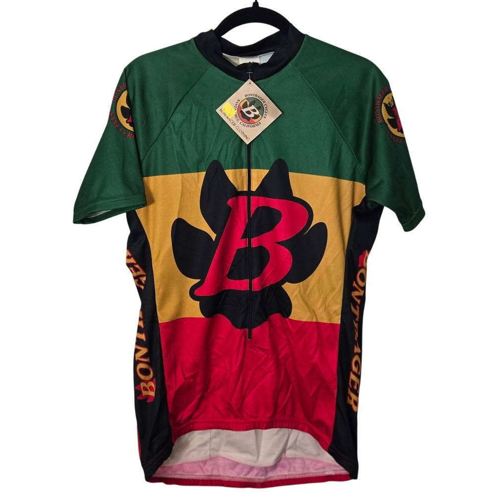 Vintage Bontrager Cycles Rasta Cycling Jersey Paw Print NWT‎ USA Made Large 90s